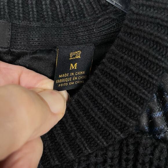 Scotch & Soda Sweater Mens Medium Charcoal Quilted Shoulder Ribbed Heavy Preppy - Picture 4 of 12